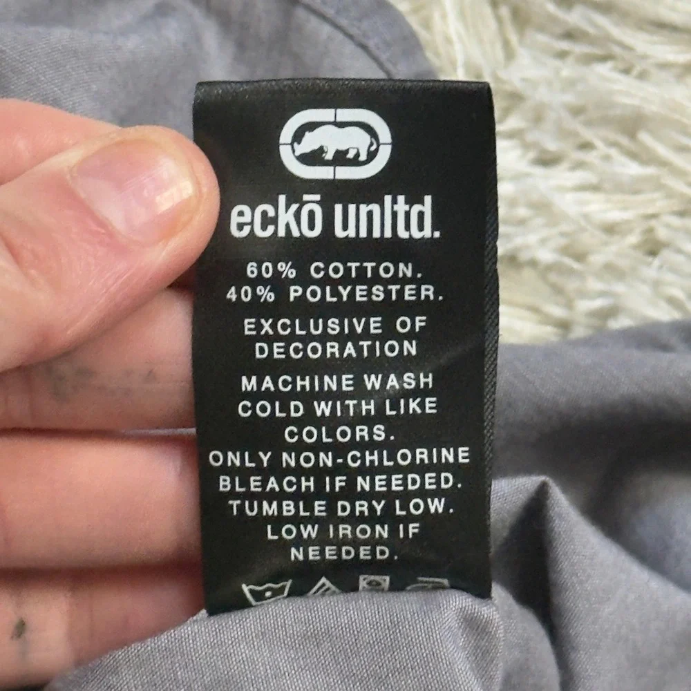 Ecko Unltd Grey Utility Short Sleeve Button Down Shirt Mens XL Streetwear Skate